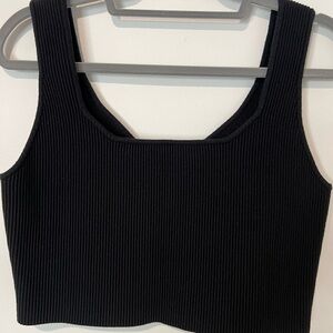 Abound Black Sleeveless Ribbed Crop Tank Top